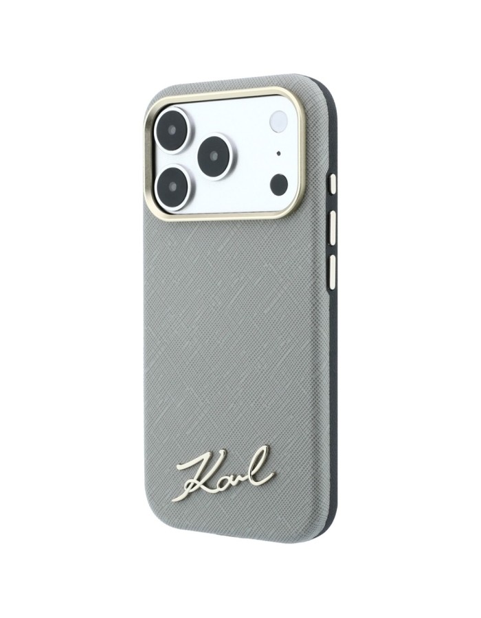 Karl Lagerfeld Saffiano Small Script Metal Logo MagSafe Case for iPhone 17 Pro Max / 18 Pro Max - Beige Karl Lagerfeld Saffiano Small Script Metal Logo MagSafe Case for iPhone 17 Pro Max / 18 Pro Max - Beige