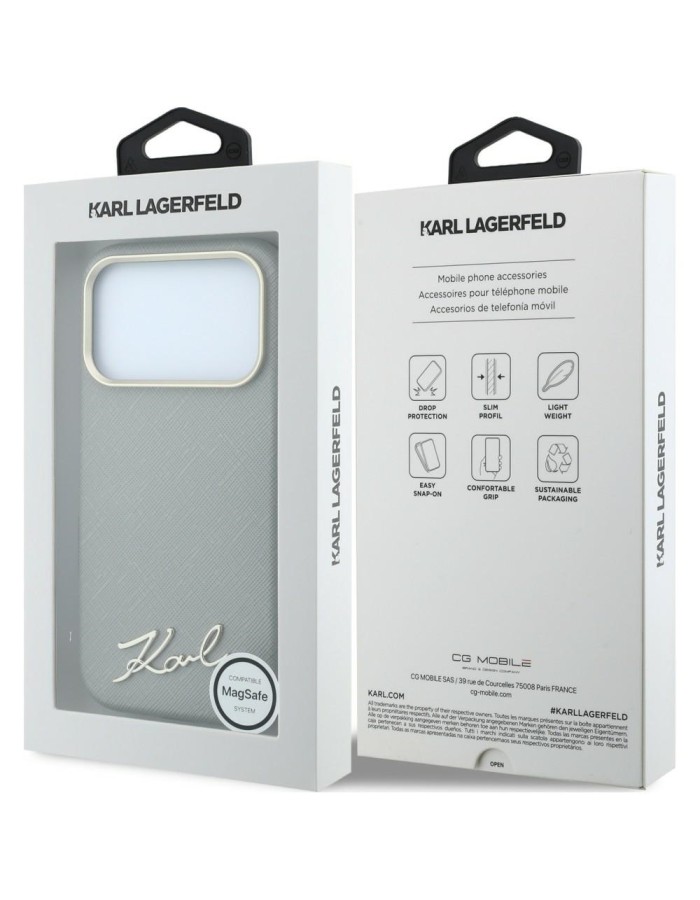 Karl Lagerfeld Saffiano Small Script Metal Logo MagSafe Case for iPhone 17 Pro Max / 18 Pro Max - Beige Karl Lagerfeld Saffiano Small Script Metal Logo MagSafe Case for iPhone 17 Pro Max / 18 Pro Max - Beige