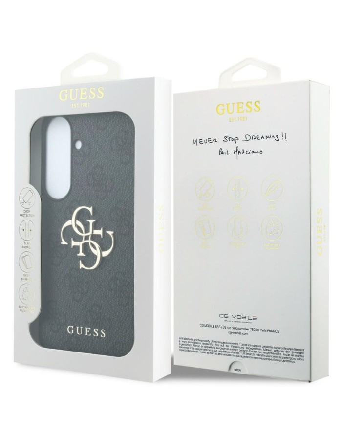 Guess Leather 4G Metal Logo case for Samsung Galaxy S26 FE - black Guess Leather 4G Metal Logo case for Samsung Galaxy S26 FE - black