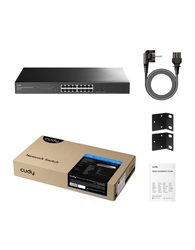 Cudy Switch Gigabit Ethernet Cloud Easy-Managed 16-Port + 2SFP GS1016ES2