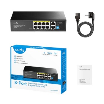 Cudy Switch PoE Gigabit 8PoE + 2GbE Uplink 120W GS1010P