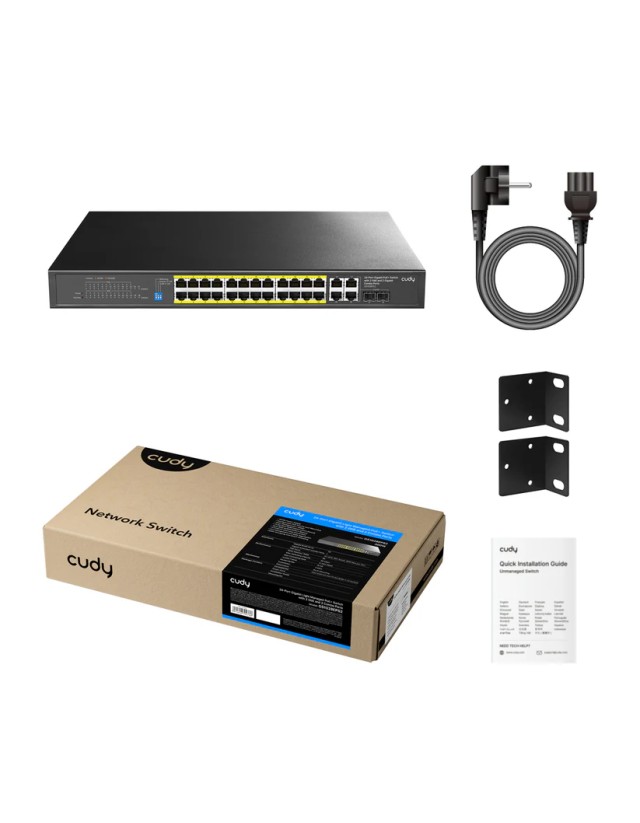 Cudy Switch PoE Gigabit Cloud Easy-Managed 24PoE + 2 RJ45/SFP Combo 300W GS1028EPS2 Cudy Switch PoE Gigabit Cloud Easy-Managed 24PoE + 2 RJ45/SFP Combo 300W GS1028EPS2