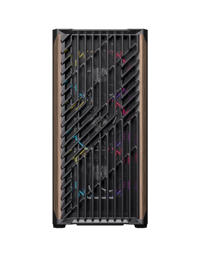 Einarex PC Case ATX P800 Core Black , Wood Front Panel, Tempered Glass Side Panel , 1 Rear Fan Pre-Installed