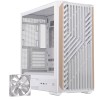 Einarex PC Case ATX P800 Core Black , Wood Front Panel, Tempered Glass Side Panel , 1 Rear Fan Pre-Installed White