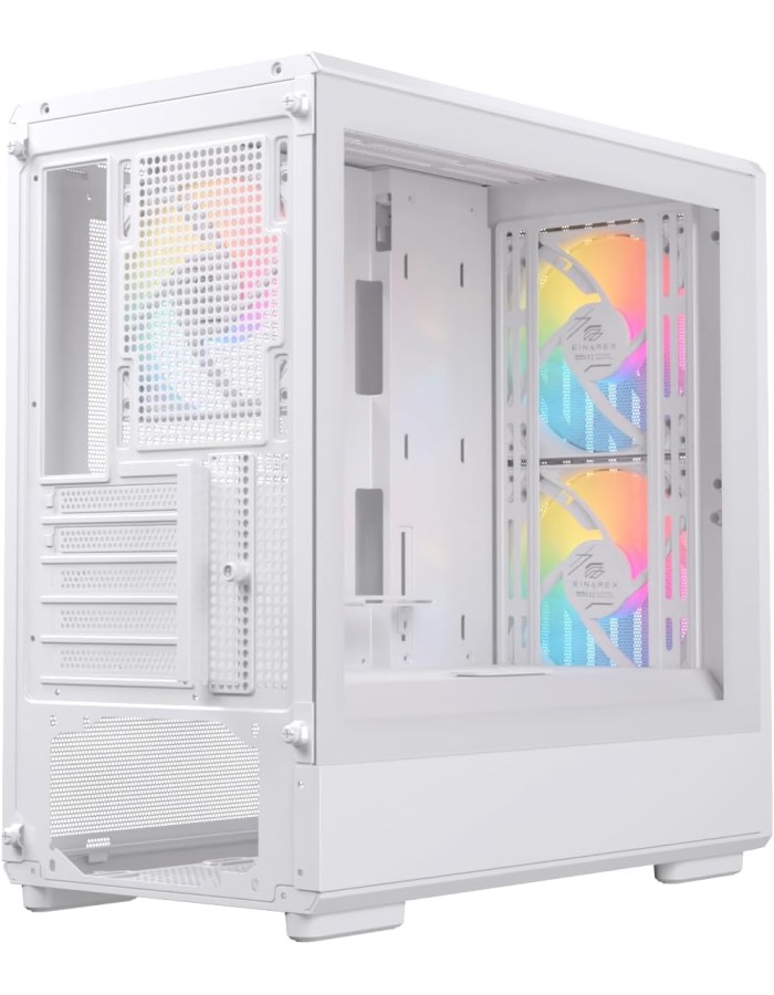 Einarex PC Case mATX PM400 Core, Wood Front Panel, Tempered Glass Side Panel , 1 Rear Fan Pre-Installed, White Einarex PC Case mATX PM400 Core, Wood Front Panel, Tempered Glass Side Panel , 1 Rear Fan Pre-Installed, White