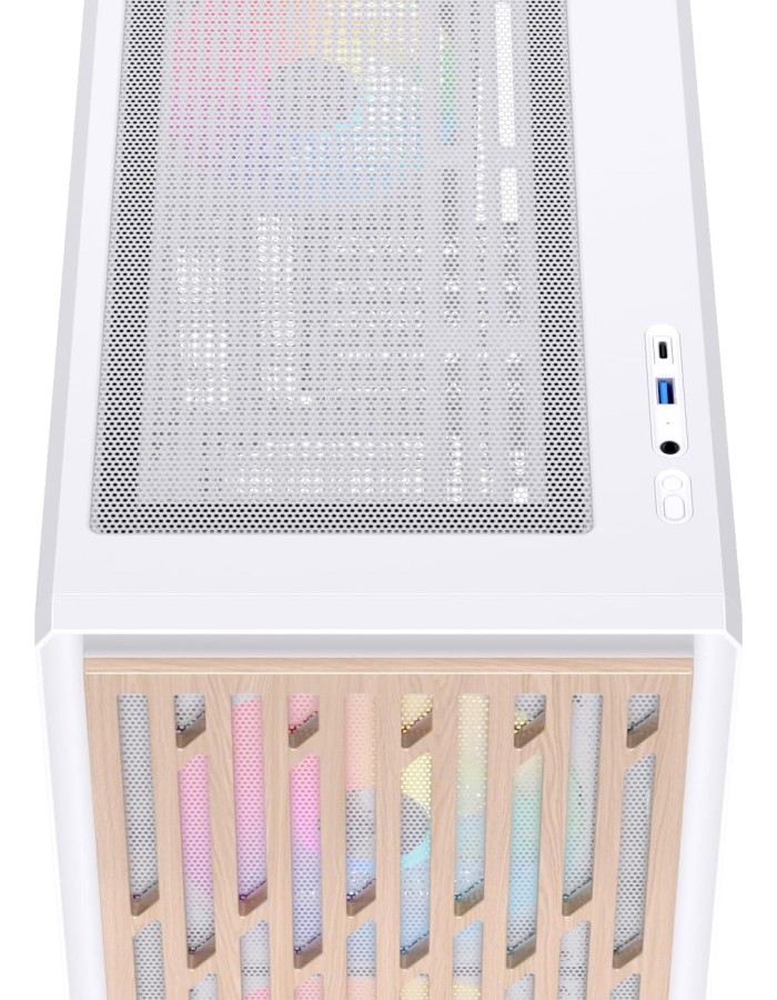 Einarex PC Case mATX PM400 Core, Wood Front Panel, Tempered Glass Side Panel , 1 Rear Fan Pre-Installed, White Einarex PC Case mATX PM400 Core, Wood Front Panel, Tempered Glass Side Panel , 1 Rear Fan Pre-Installed, White