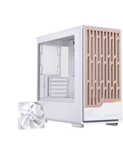 Einarex PC Case mATX PM400 Core, Wood Front Panel, Tempered Glass Side Panel , 1 Rear Fan Pre-Installed, White Einarex PC Case mATX PM400 Core, Wood Front Panel, Tempered Glass Side Panel , 1 Rear Fan Pre-Installed, White