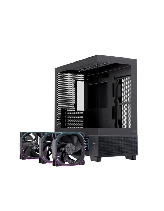 Einarex PC Case mATX SM501D RGB 3x Pre-Installed Fans , Display, Black Einarex PC Case mATX SM501D RGB 3x Pre-Installed Fans , Display, Black