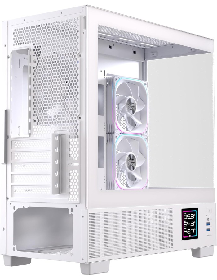 Einarex PC Case mATX SM501D RGB 3x Pre-Installed Fans , Display, White Einarex PC Case mATX SM501D RGB 3x Pre-Installed Fans , Display, White