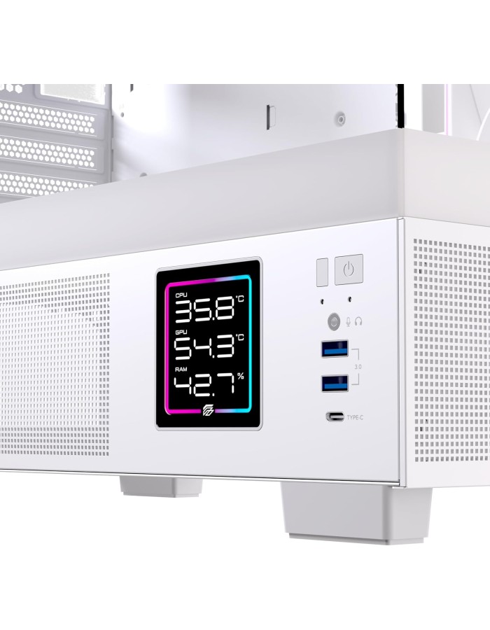 Einarex PC Case mATX SM501D RGB 3x Pre-Installed Fans , Display, White Einarex PC Case mATX SM501D RGB 3x Pre-Installed Fans , Display, White
