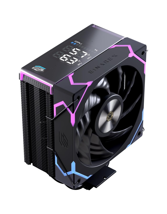 Einarex Gaming Cooling CPU, 4 Copper Heat Pipes, Integrated Display GLIDE G100 Black