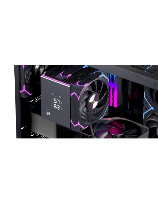 Einarex Gaming Cooling CPU, 6 Copper Heat Pipes, Dual Fans Design, Integrated Display, GLIDE G300 Black Einarex Gaming Cooling CPU, 6 Copper Heat Pipes, Dual Fans Design, Integrated Display, GLIDE G300 Black