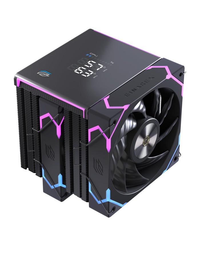 Einarex Gaming Cooling CPU, 6 Copper Heat Pipes, Dual Fans Design, Integrated Display, GLIDE G300 Black Einarex Gaming Cooling CPU, 6 Copper Heat Pipes, Dual Fans Design, Integrated Display, GLIDE G300 Black
