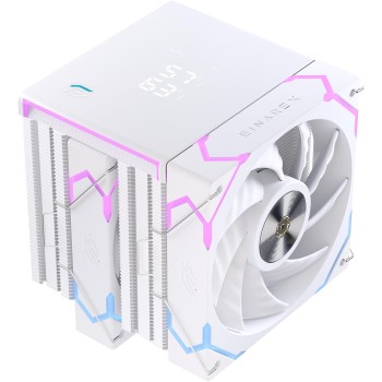 Einarex Gaming Cooling CPU, 6 Copper Heat Pipes, Dual Fans Design, Integrated Display, GLIDE G300 White