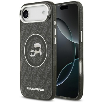 Karl Lagerfeld IML Glitter Karl &amp;amp; Choupette Heads Logo MagSafe iPhone Air Case - Black