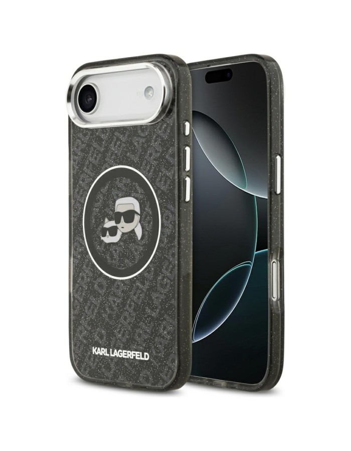 Karl Lagerfeld IML Glitter Karl &amp;amp; Choupette Heads Logo MagSafe iPhone Air Case - Black
