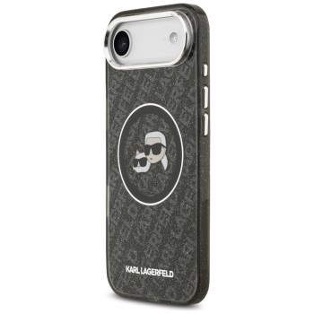Karl Lagerfeld IML Glitter Karl &amp;amp; Choupette Heads Logo MagSafe iPhone Air Case - Black