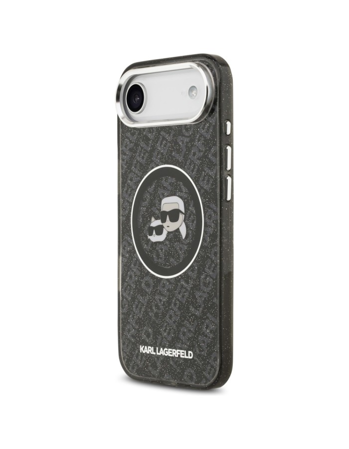 Karl Lagerfeld IML Glitter Karl &amp;amp; Choupette Heads Logo MagSafe iPhone Air Case - Black