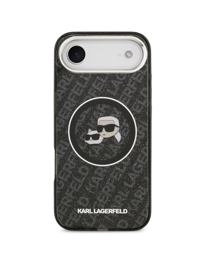Karl Lagerfeld IML Glitter Karl &amp;amp; Choupette Heads Logo MagSafe iPhone Air Case - Black