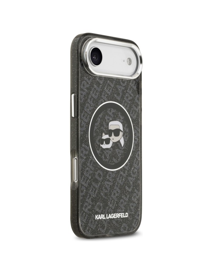 Karl Lagerfeld IML Glitter Karl &amp;amp; Choupette Heads Logo MagSafe iPhone Air Case - Black
