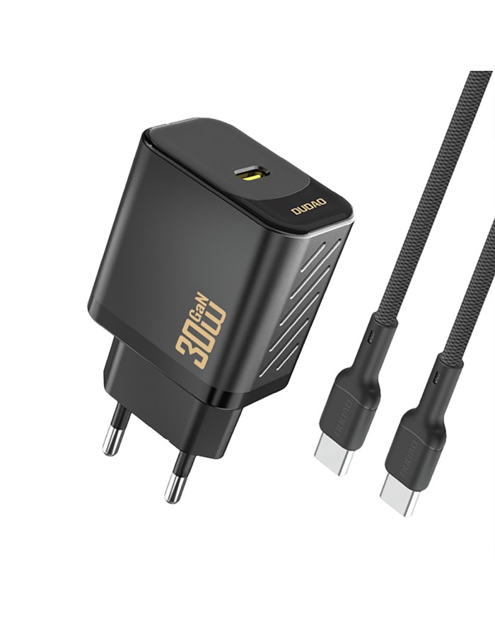 Dudao A27PCEU PD 30W GaN USB-C Wall Charger with USB-C Cable - Black