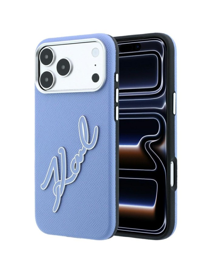 Karl Lagerfeld Smooth Big Resin Signature Logo Case for iPhone 18 Pro / 17 Pro - Blue Karl Lagerfeld Smooth Big Resin Signature Logo Case for iPhone 18 Pro / 17 Pro - Blue