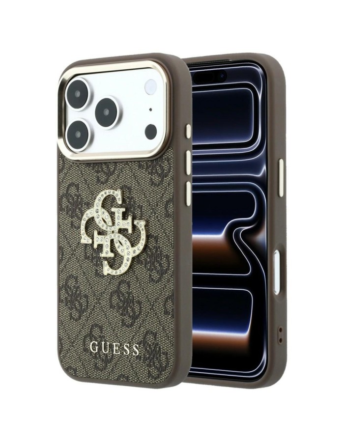 Guess 4G &amp;amp; Big Strass Logo Case for iPhone 18 Pro / 17 Pro - Brown