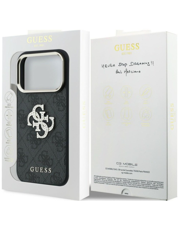 Guess 4G &amp;amp; Big Strass Logo Case for iPhone 18 Pro / 17 Pro - Black