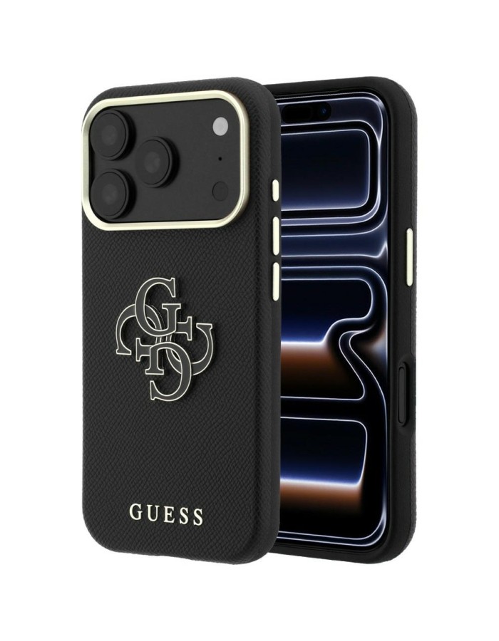 Guess Grained & Big Resin Logo Case for iPhone 18 Pro / 17 Pro - Black Guess Grained & Big Resin Logo Case for iPhone 18 Pro / 17 Pro - Black