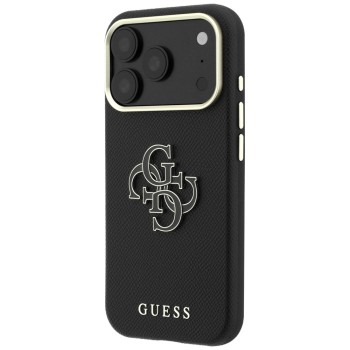 Guess Grained &amp;amp; Big Resin Logo Case for iPhone 18 Pro / 17 Pro - Black