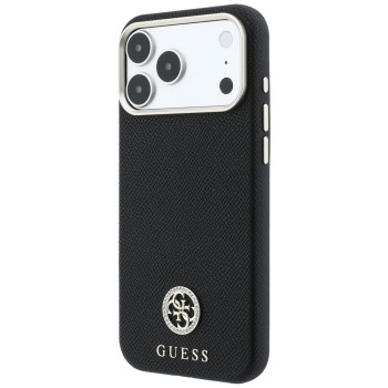 Guess Grained Round Strass Logo MagSafe Case for iPhone 18 Pro / 17 Pro - Black