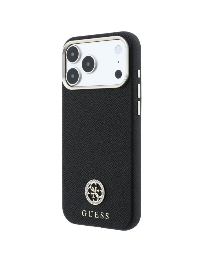Guess Grained Round Strass Logo MagSafe Case for iPhone 18 Pro / 17 Pro - Black Guess Grained Round Strass Logo MagSafe Case for iPhone 18 Pro / 17 Pro - Black