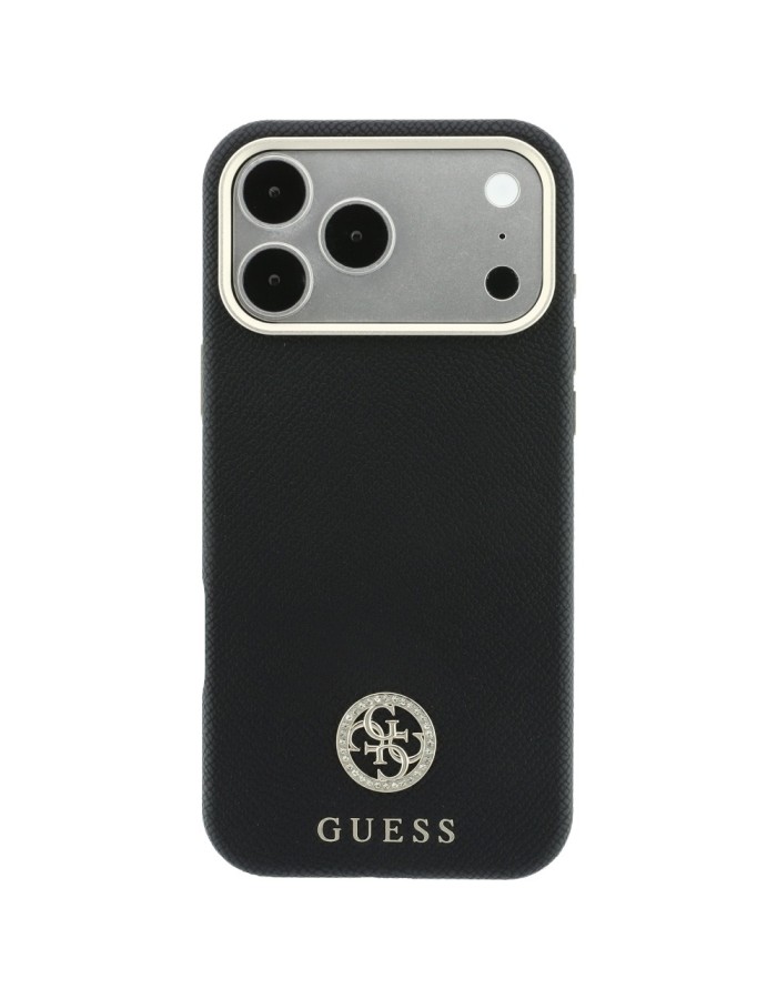 Guess Grained Round Strass Logo MagSafe Case for iPhone 18 Pro / 17 Pro - Black Guess Grained Round Strass Logo MagSafe Case for iPhone 18 Pro / 17 Pro - Black