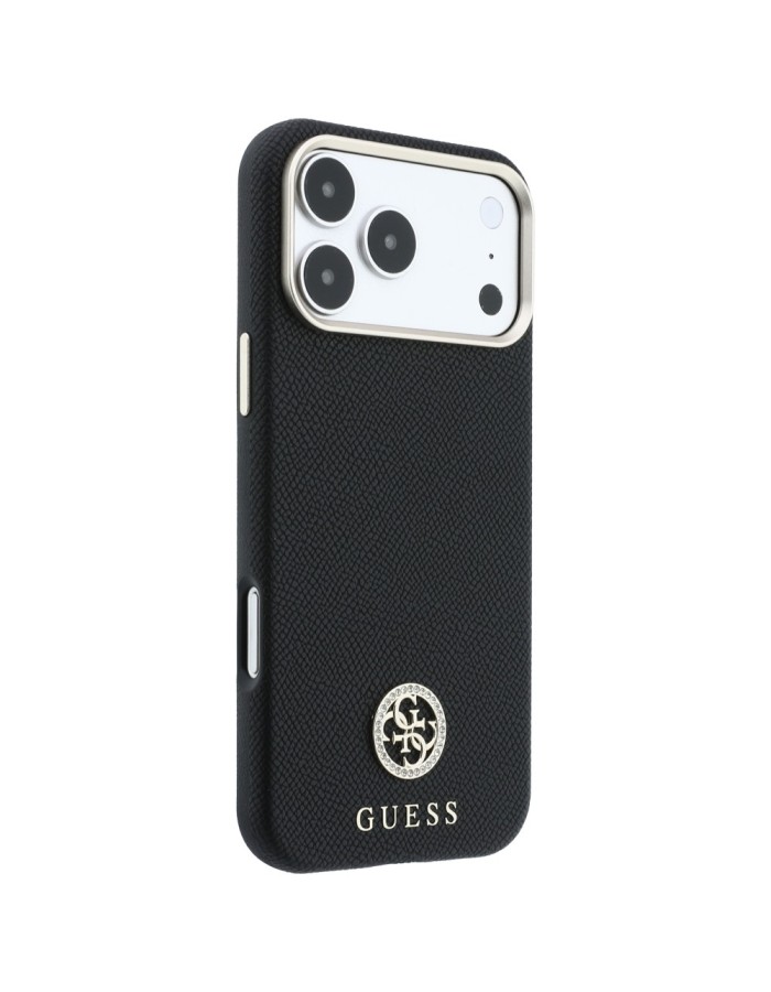 Guess Grained Round Strass Logo MagSafe Case for iPhone 18 Pro / 17 Pro - Black Guess Grained Round Strass Logo MagSafe Case for iPhone 18 Pro / 17 Pro - Black