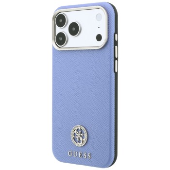 Guess Grained Round Strass Logo MagSafe Case for iPhone 18 Pro / 17 Pro - Blue