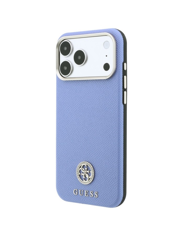 Guess Grained Round Strass Logo MagSafe Case for iPhone 18 Pro / 17 Pro - Blue