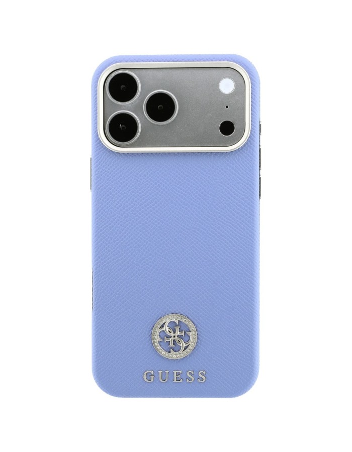 Guess Grained Round Strass Logo MagSafe Case for iPhone 18 Pro / 17 Pro - Blue
