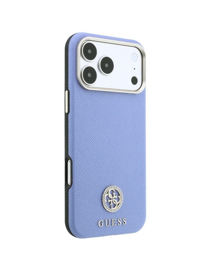Guess Grained Round Strass Logo MagSafe Case for iPhone 18 Pro / 17 Pro - Blue