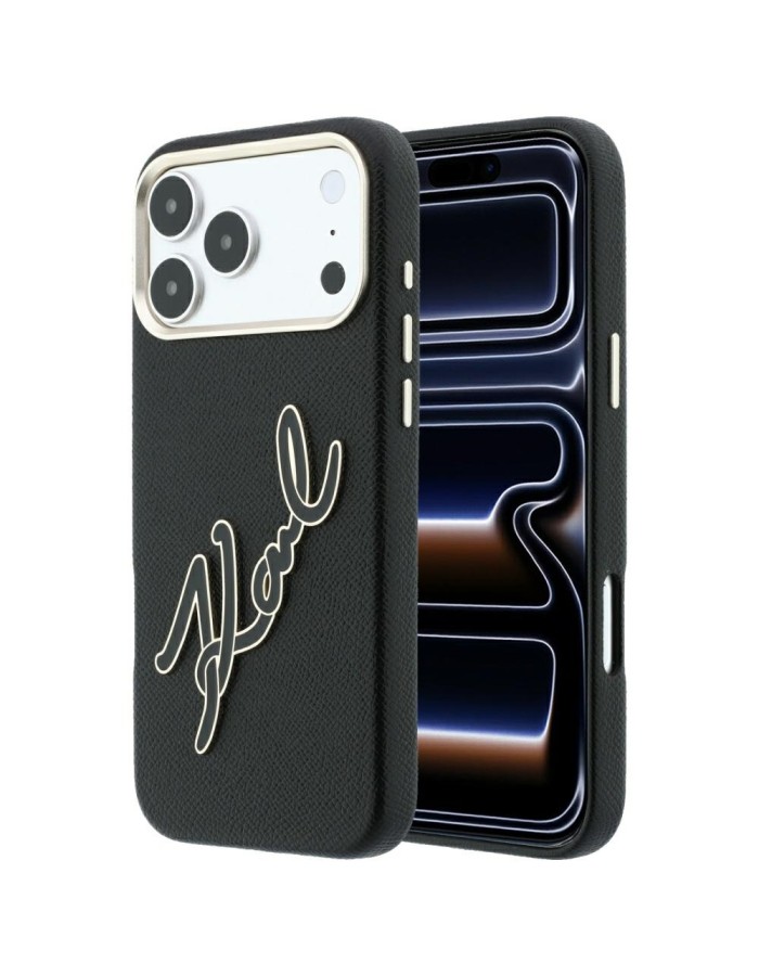 Karl Lagerfeld Smooth Big Resin Signature Logo Case for iPhone 18 Pro Max / 17 Pro Max - Black
