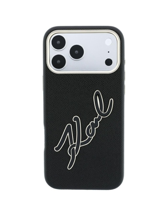 Karl Lagerfeld Smooth Big Resin Signature Logo Case for iPhone 18 Pro Max / 17 Pro Max - Black