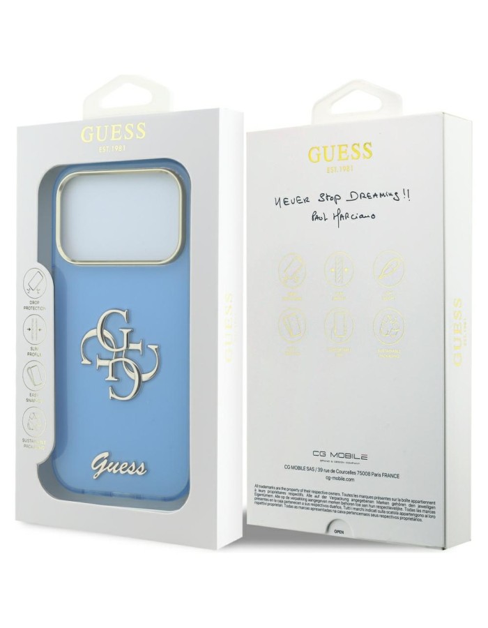Guess IML 4G Script Metal Case for iPhone 18 Pro Max / 17 Pro Max - Light Blue Guess IML 4G Script Metal Case for iPhone 18 Pro Max / 17 Pro Max - Light Blue