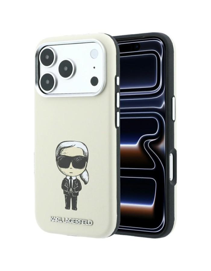 Karl Lagerfeld Smooth Ikonik Sketch MagSafe Case for iPhone 18 Pro Max / 17 Pro Max - Beige