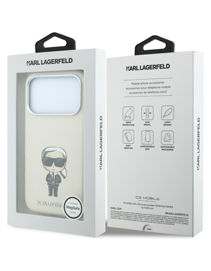 Karl Lagerfeld Smooth Ikonik Sketch MagSafe Case for iPhone 18 Pro Max / 17 Pro Max - Beige