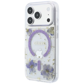 Guess Resin Flowers Glitter MagSafe Case for iPhone 18 Pro / 17 Pro - Purple Guess Resin Flowers Glitter MagSafe Case for iPhone 18 Pro / 17 Pro - Purple