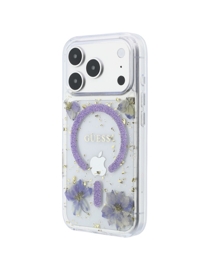 Guess Resin Flowers Glitter MagSafe Case for iPhone 18 Pro Max / 17 Pro Max - Purple Guess Resin Flowers Glitter MagSafe Case for iPhone 18 Pro Max / 17 Pro Max - Purple