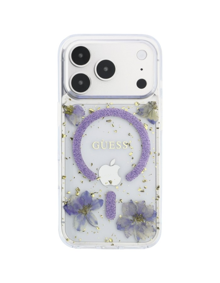 Guess Resin Flowers Glitter MagSafe Case for iPhone 18 Pro Max / 17 Pro Max - Purple Guess Resin Flowers Glitter MagSafe Case for iPhone 18 Pro Max / 17 Pro Max - Purple