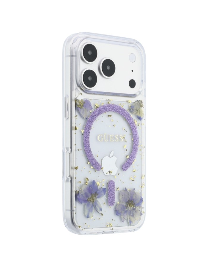 Guess Resin Flowers Glitter MagSafe Case for iPhone 18 Pro Max / 17 Pro Max - Purple Guess Resin Flowers Glitter MagSafe Case for iPhone 18 Pro Max / 17 Pro Max - Purple