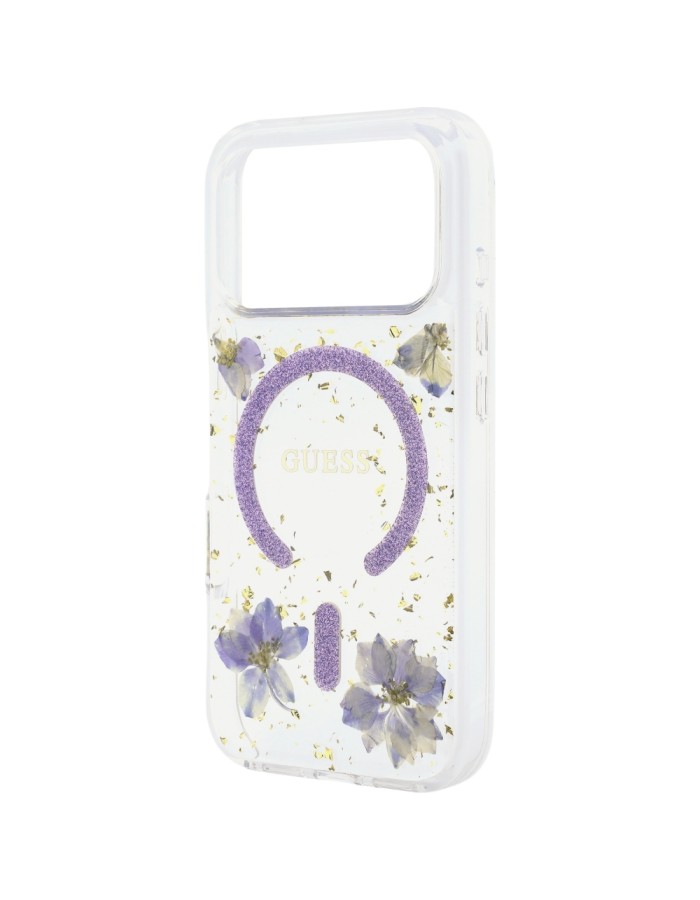 Guess Resin Flowers Glitter MagSafe Case for iPhone 18 Pro Max / 17 Pro Max - Purple Guess Resin Flowers Glitter MagSafe Case for iPhone 18 Pro Max / 17 Pro Max - Purple