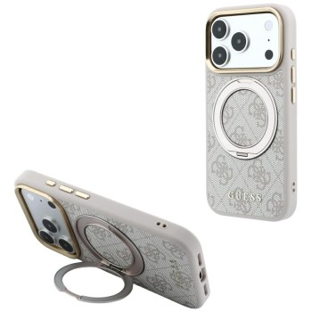 Guess Ring Stand 360 4G Classic Logo MagSafe Case for iPhone 18 Pro / 17 Pro - Pink