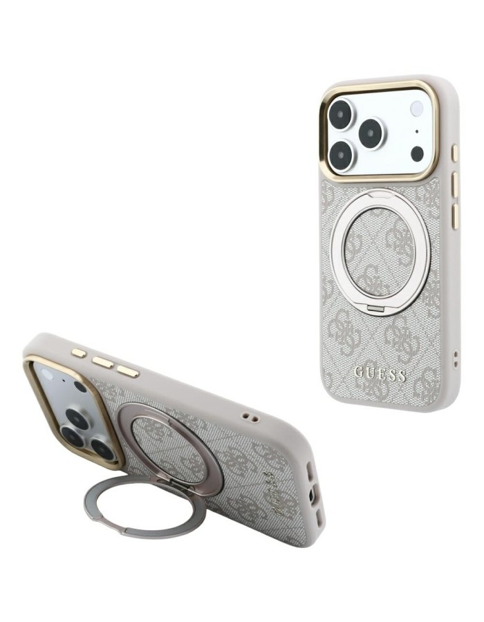 Guess Ring Stand 360 4G Classic Logo MagSafe Case for iPhone 18 Pro / 17 Pro - Pink Guess Ring Stand 360 4G Classic Logo MagSafe Case for iPhone 18 Pro / 17 Pro - Pink